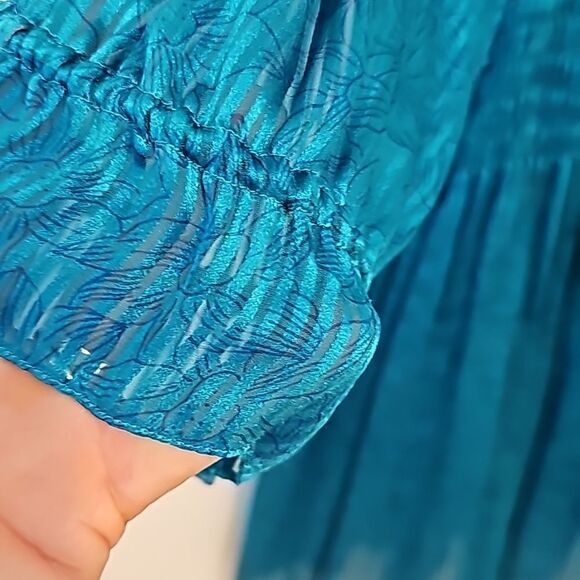 COPY - Vintage 80s Nora Noh Peplum blue silk dress size 8 - Picture 4 of 12